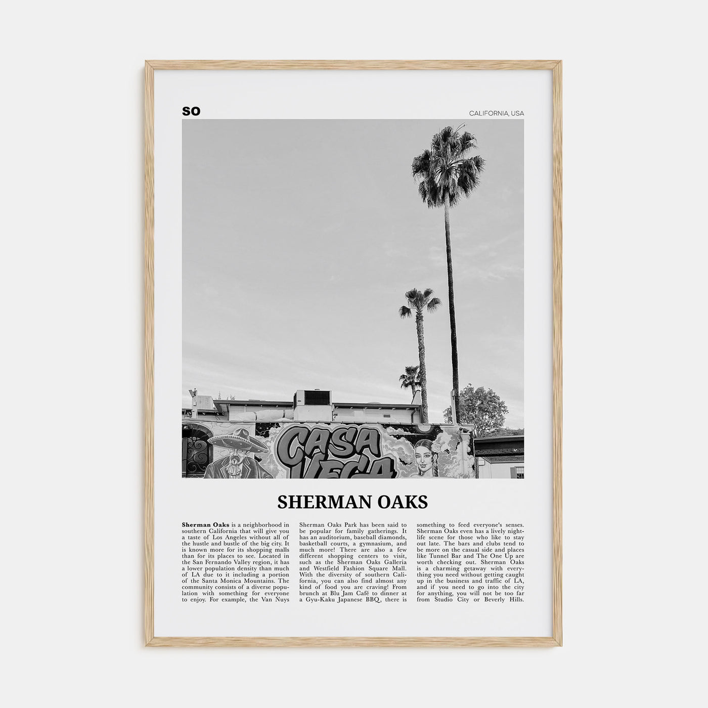 Sherman Oaks Travel B&W Poster