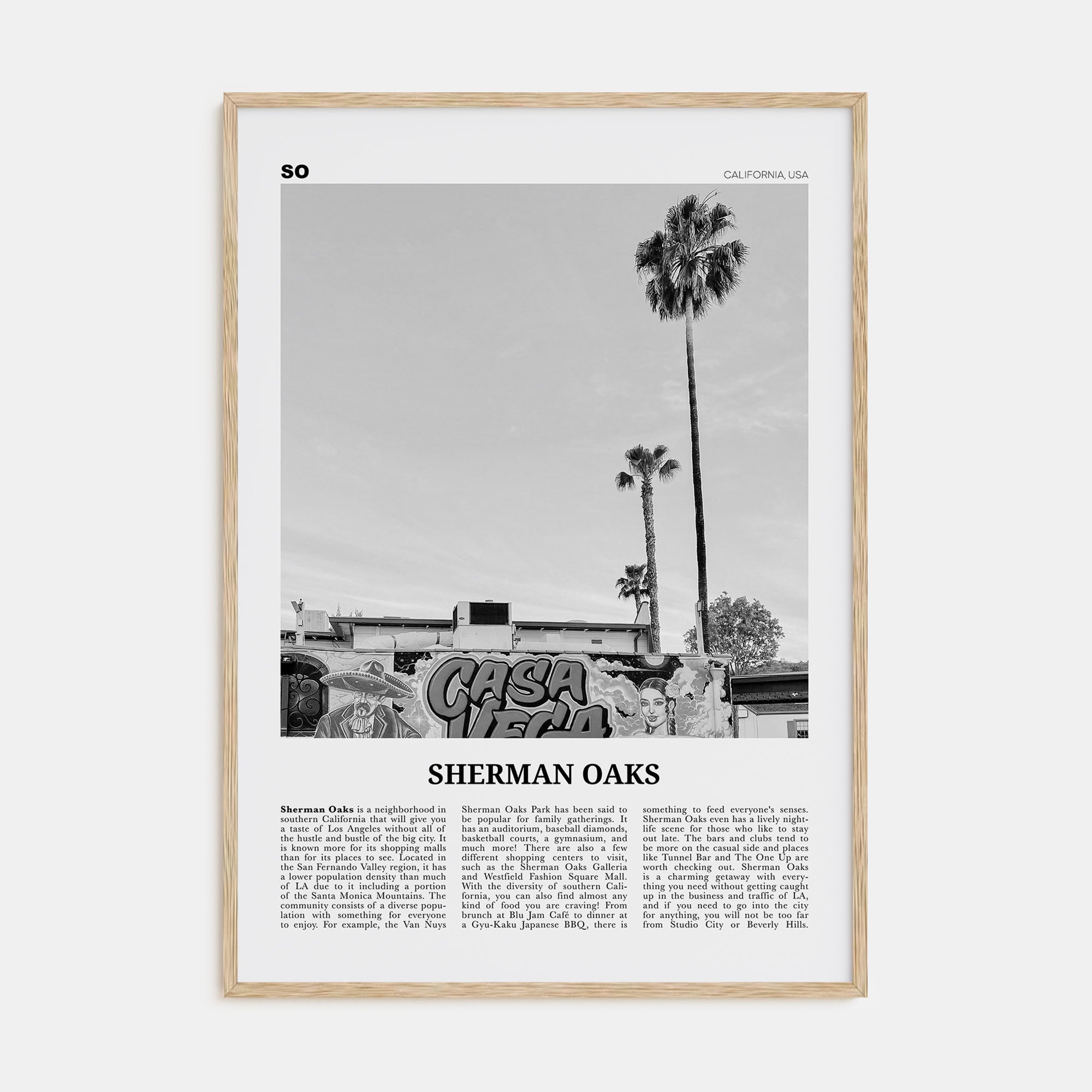 Sherman Oaks Travel B&W Poster