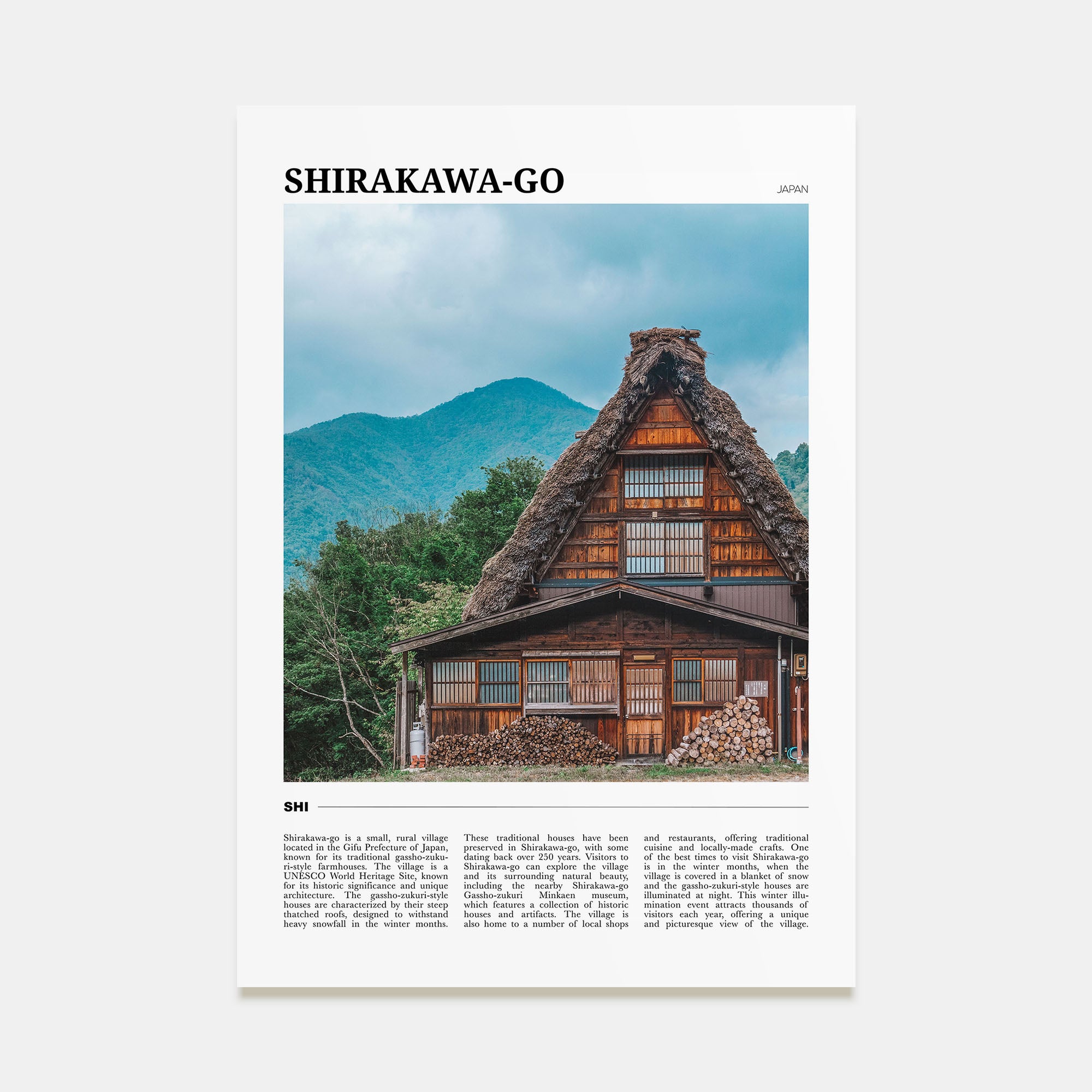 Shirakawa-go Travel Color Poster