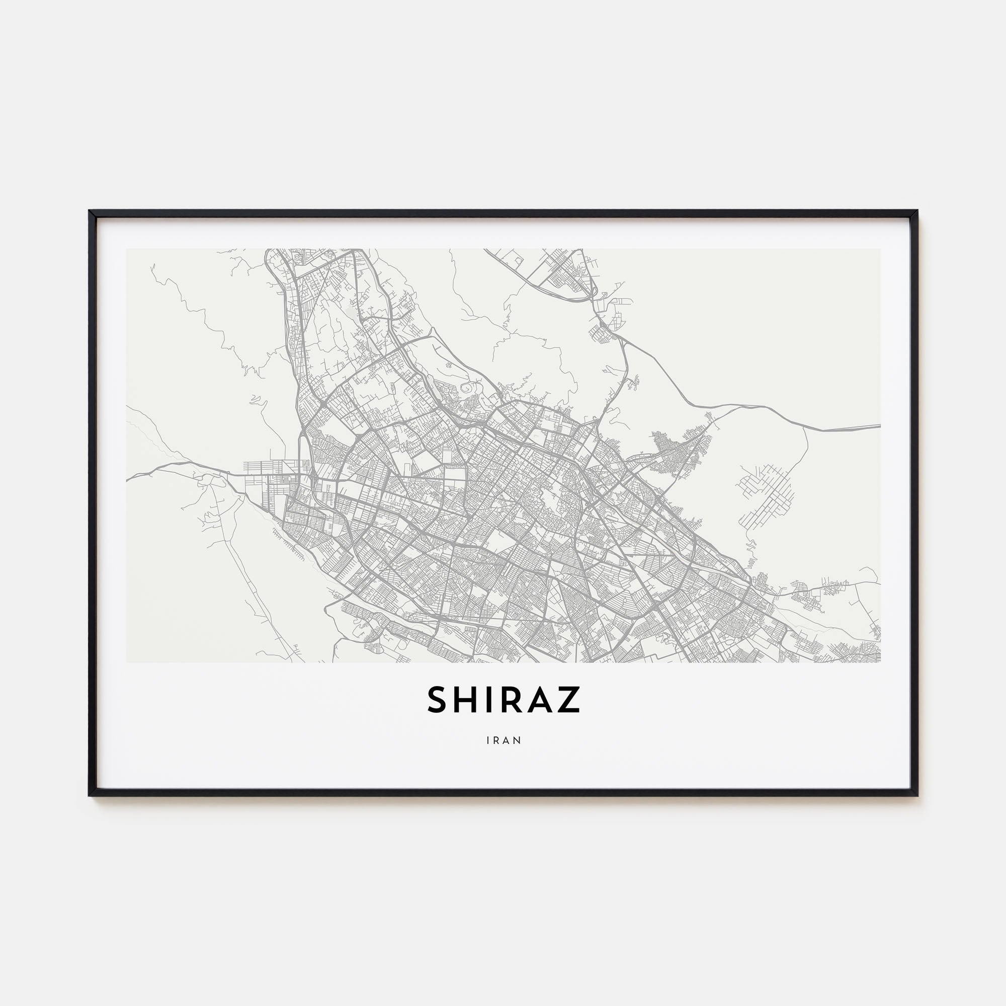 Shiraz Map Landscape Poster