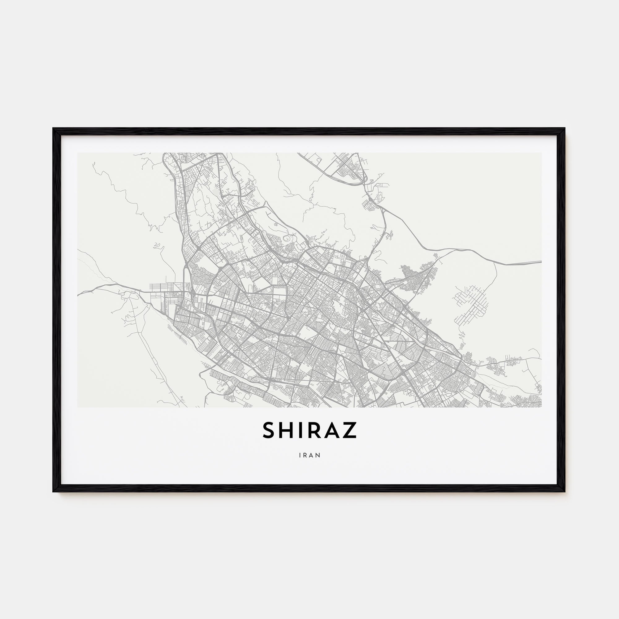 Shiraz Map Landscape Poster
