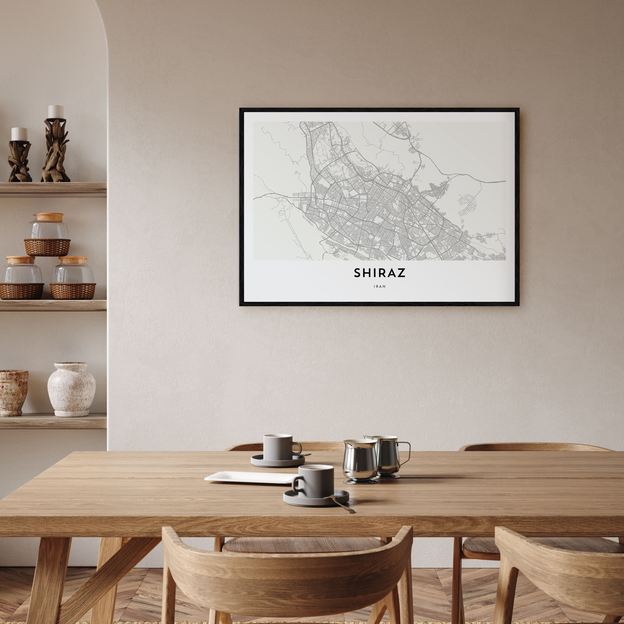 Shiraz Map Landscape Poster