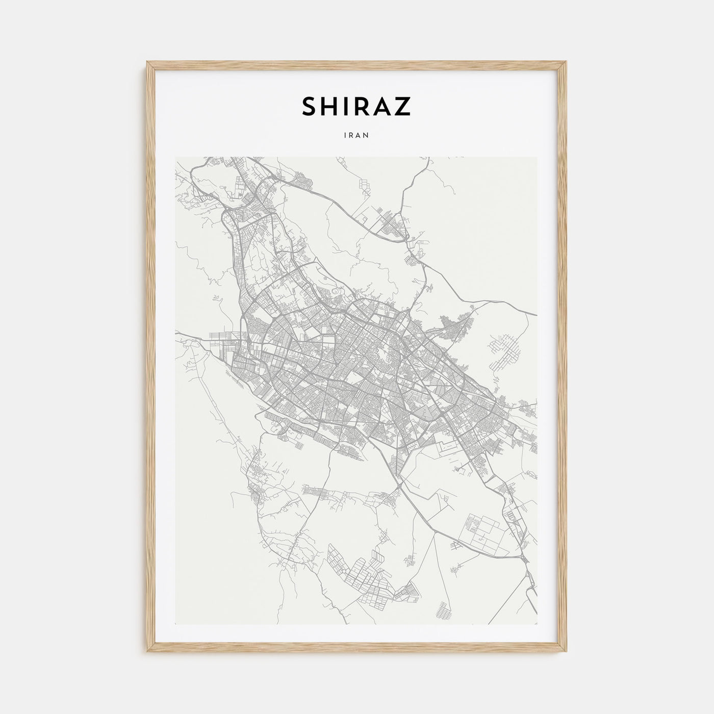 Shiraz Map Portrait Poster