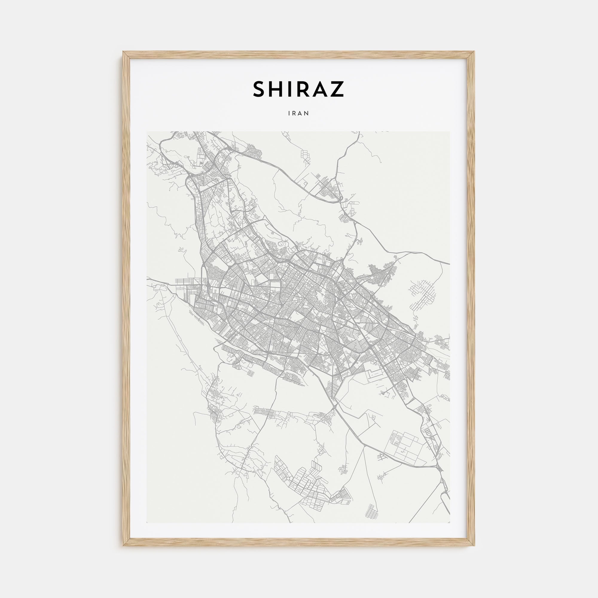 Shiraz Map Portrait Poster