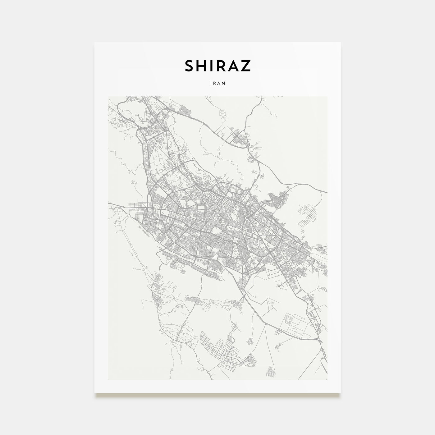 Shiraz Map Portrait Poster