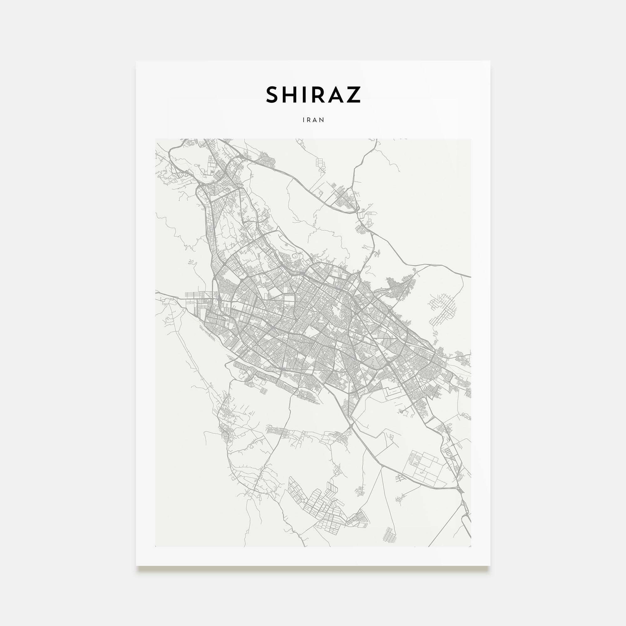 Shiraz Map Portrait Poster