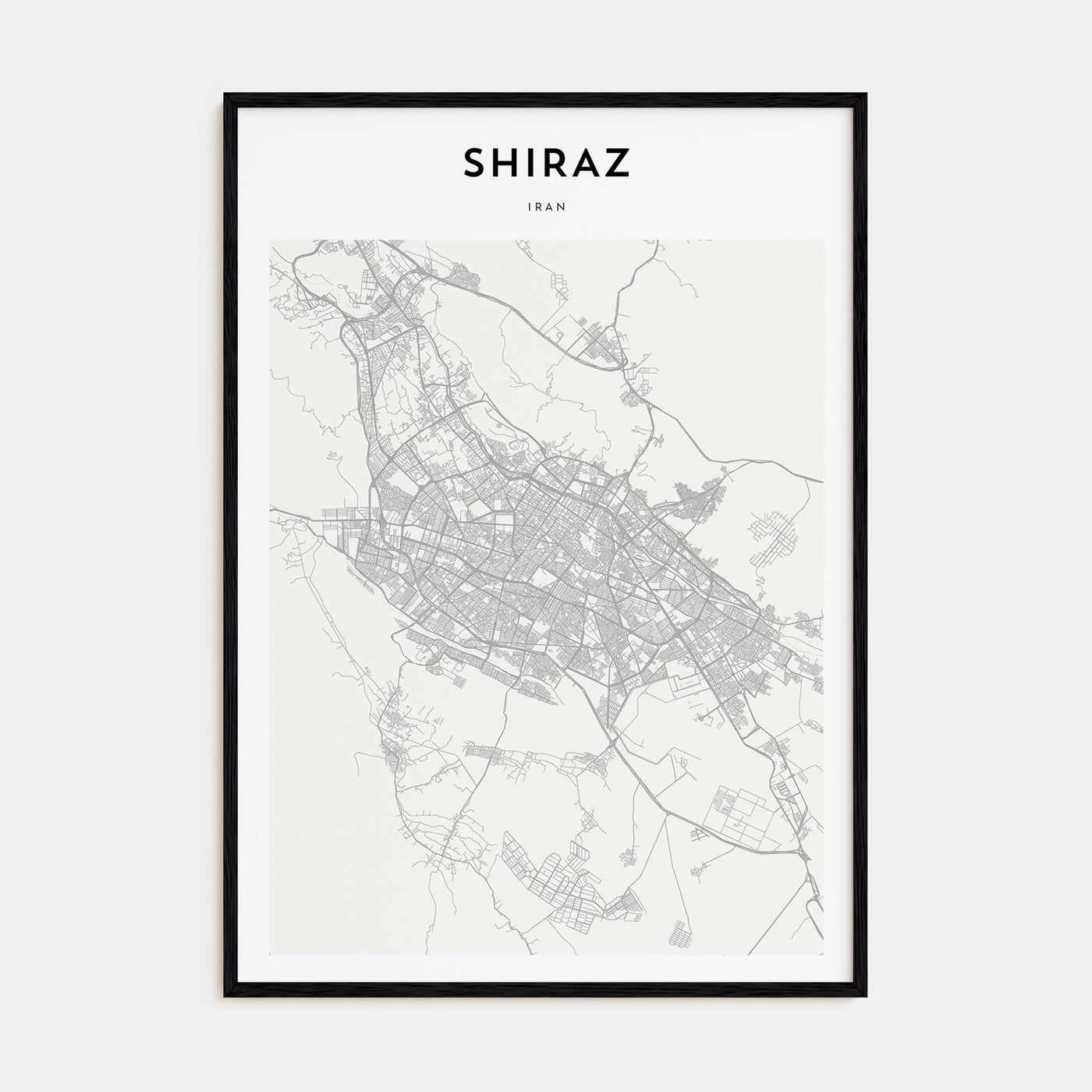Shiraz Map Portrait Poster