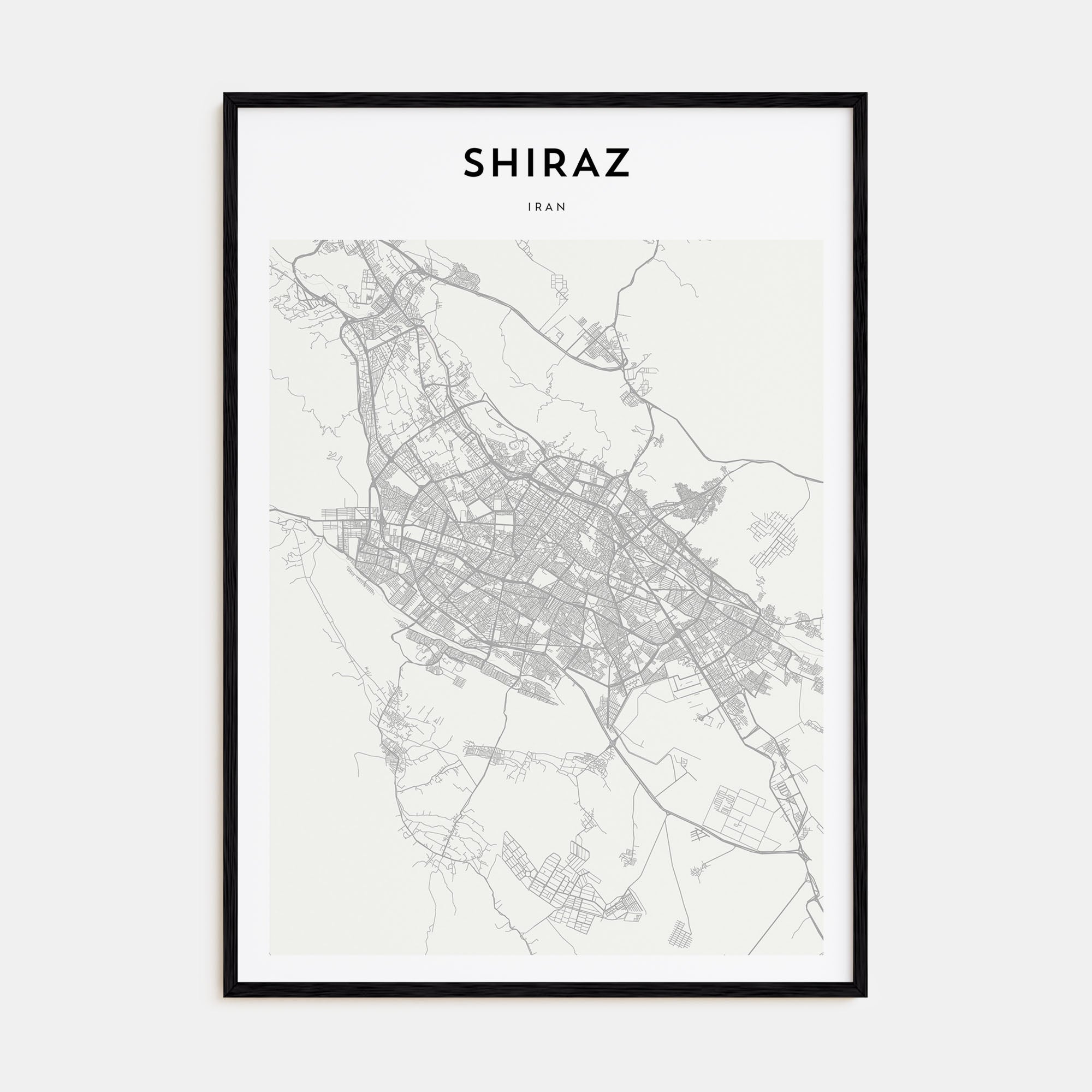 Shiraz Map Portrait Poster