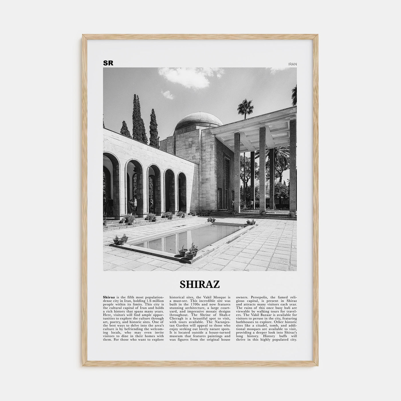 Shiraz Travel B&W Poster