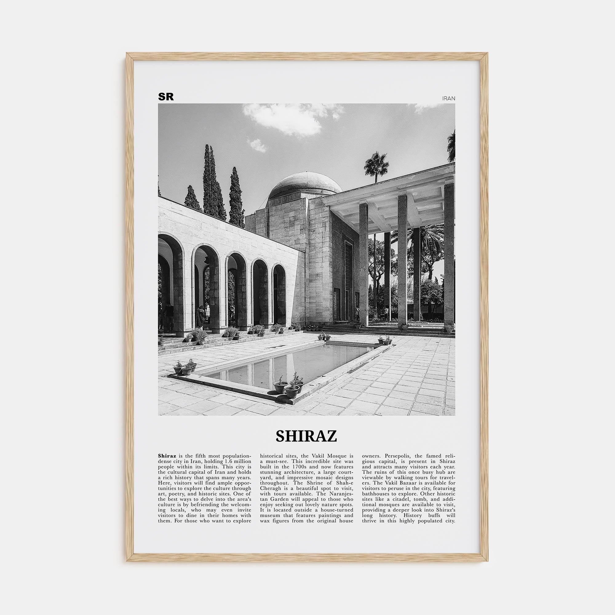 Shiraz Travel B&W Poster