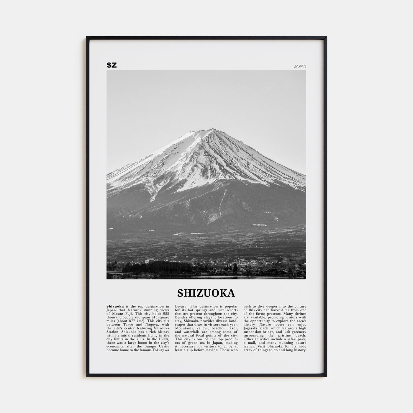 Shizuoka Travel B&W Poster