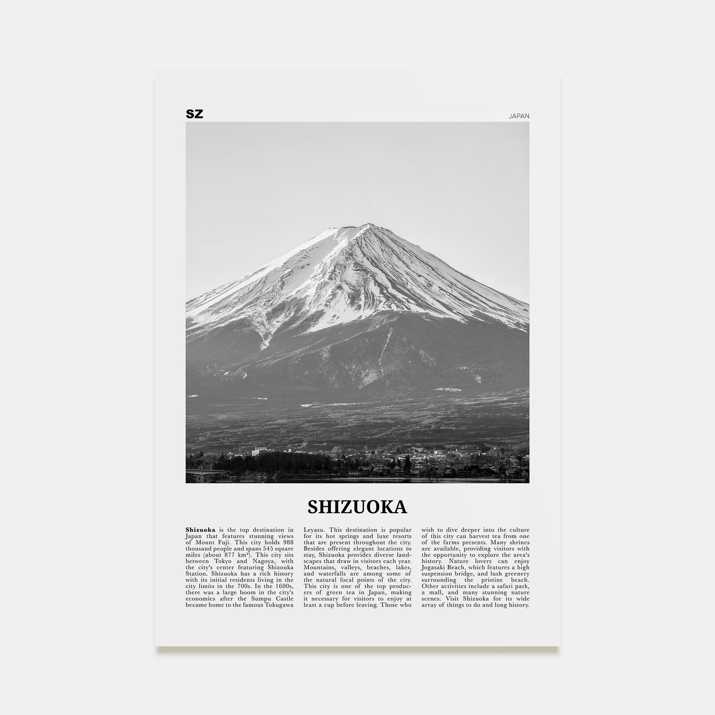 Shizuoka Travel B&W Poster