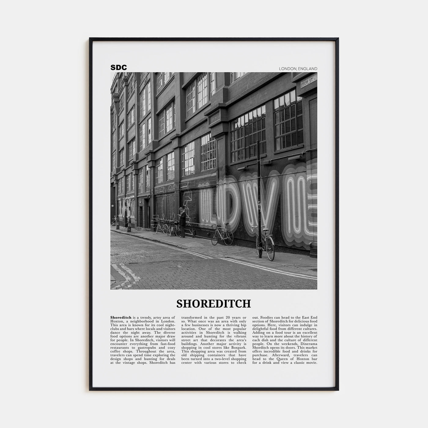 Shoreditch Travel B&W Poster
