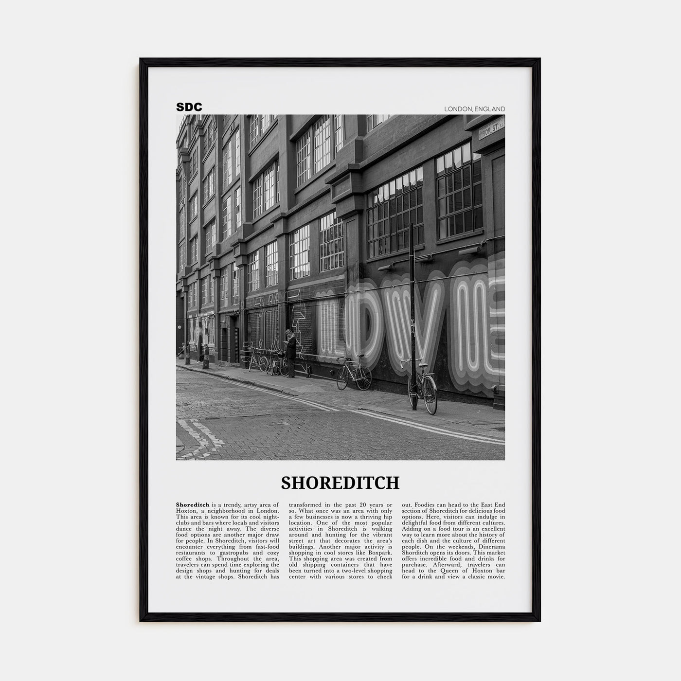 Shoreditch Travel B&W Poster