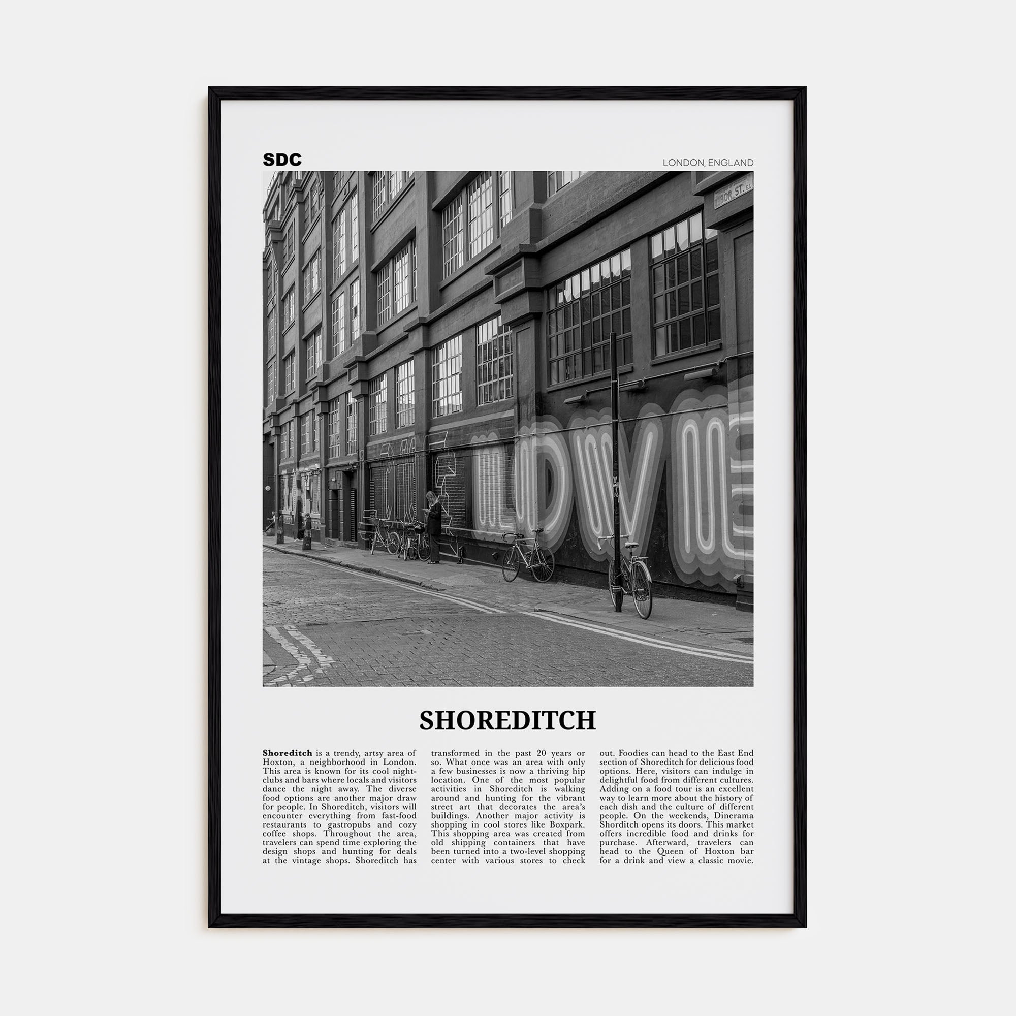 Shoreditch Travel B&W Poster