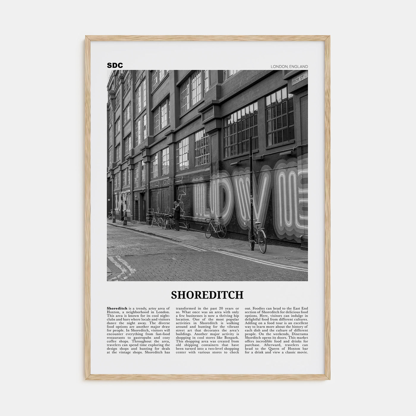 Shoreditch Travel B&W Poster