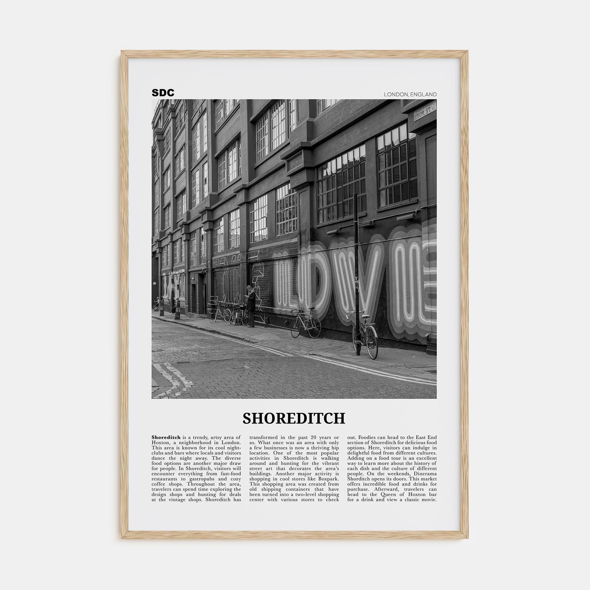 Shoreditch Travel B&W Poster