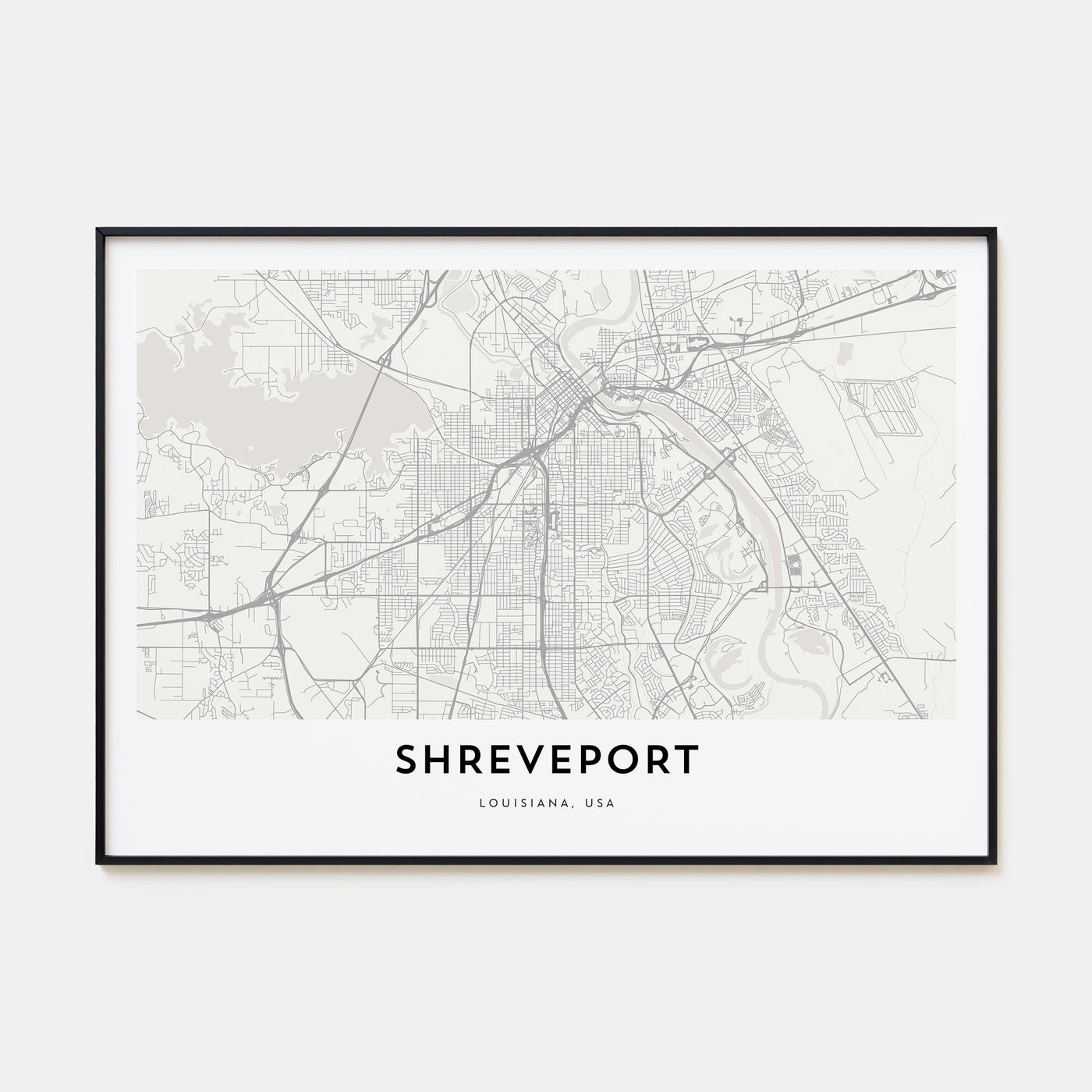 Shreveport Map Landscape Poster