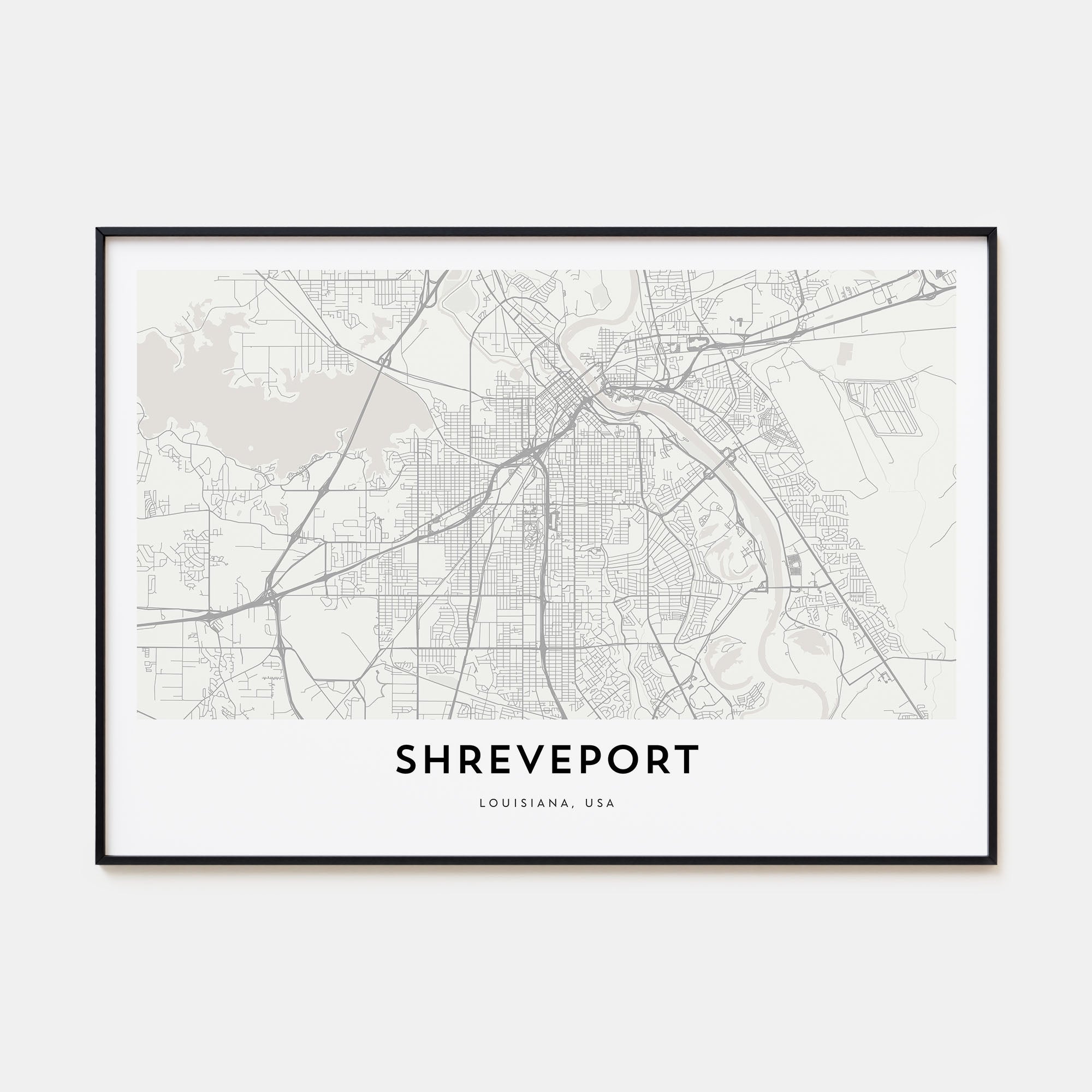 Shreveport Map Landscape Poster