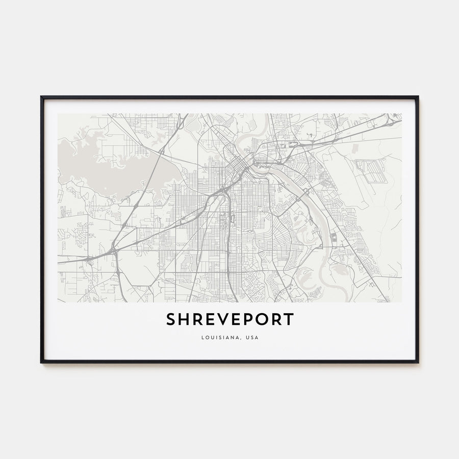 Shreveport Map Landscape Poster