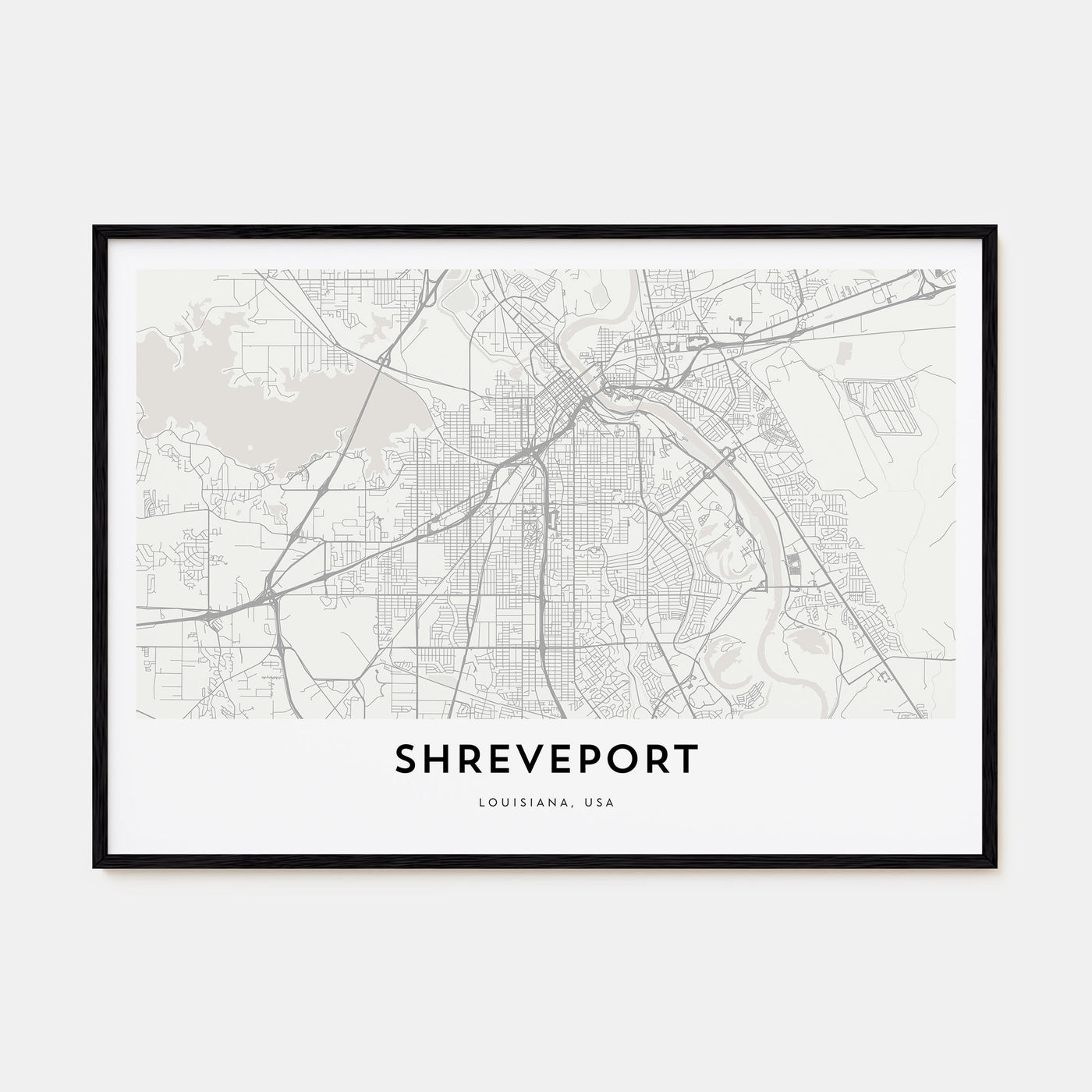 Shreveport Map Landscape Poster