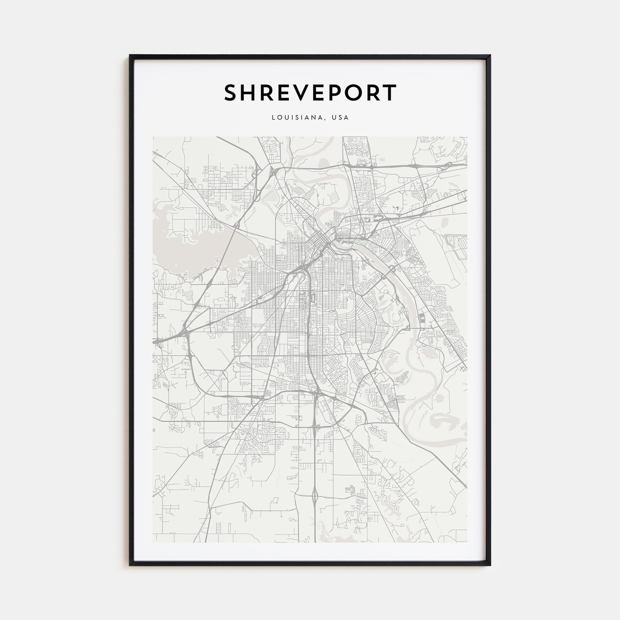 Shreveport Map Portrait Poster