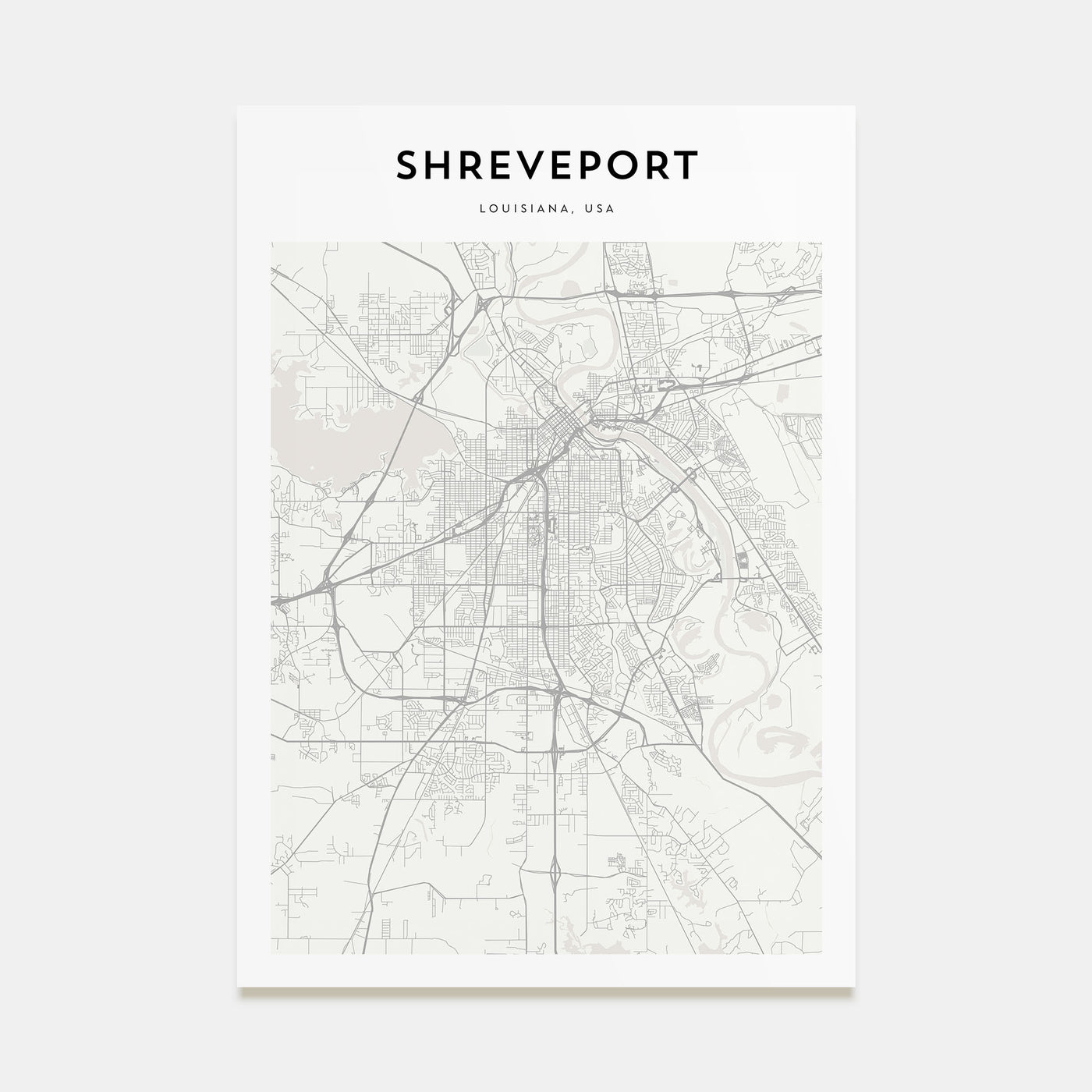 Shreveport Map Portrait Poster