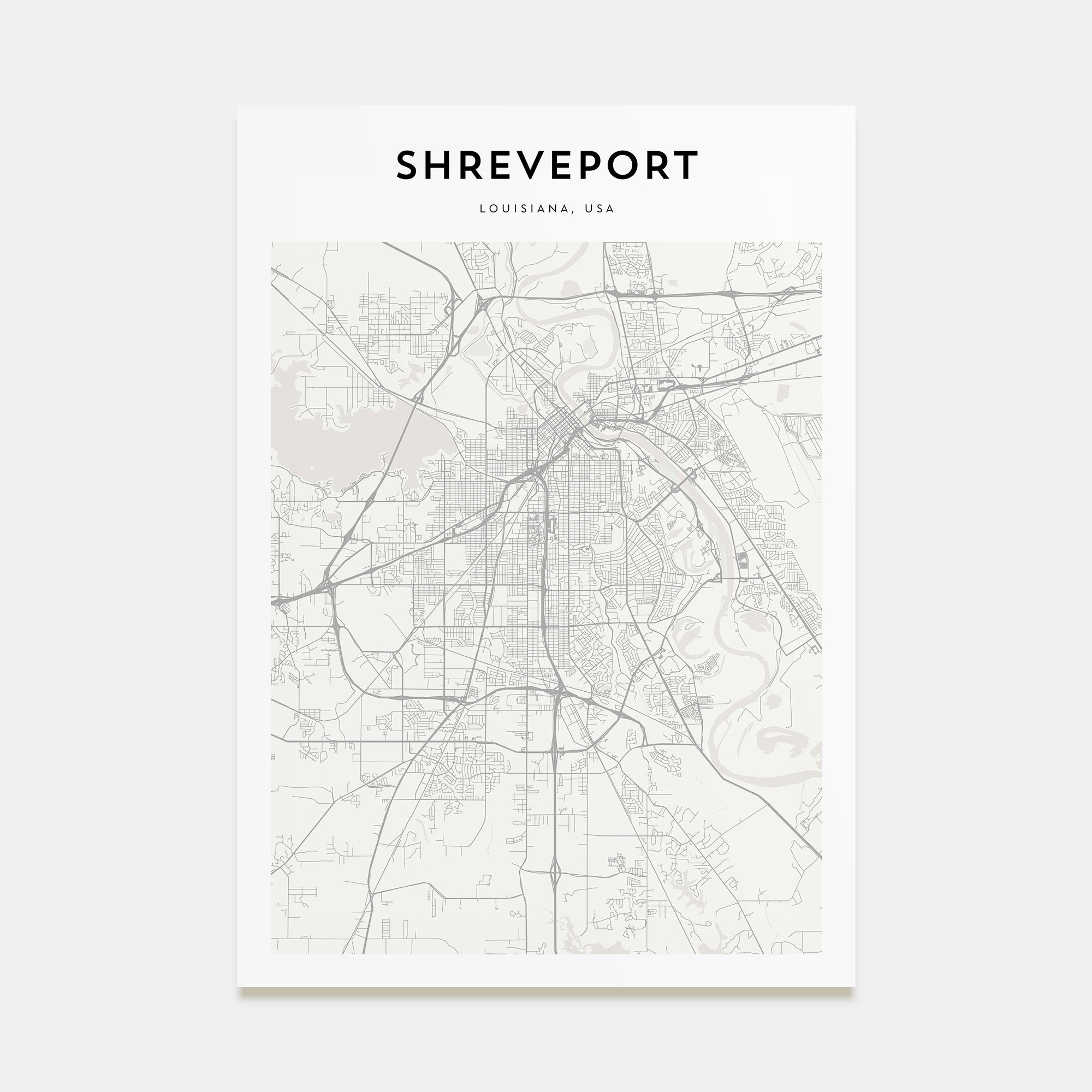 Shreveport Map Portrait Poster