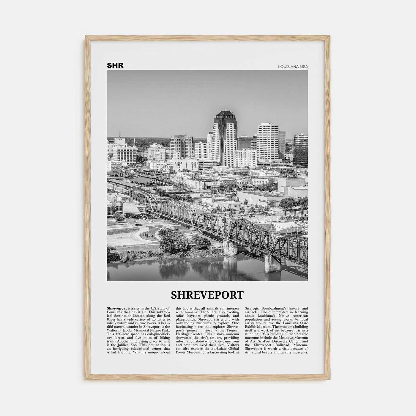 Shreveport Travel B&W Poster