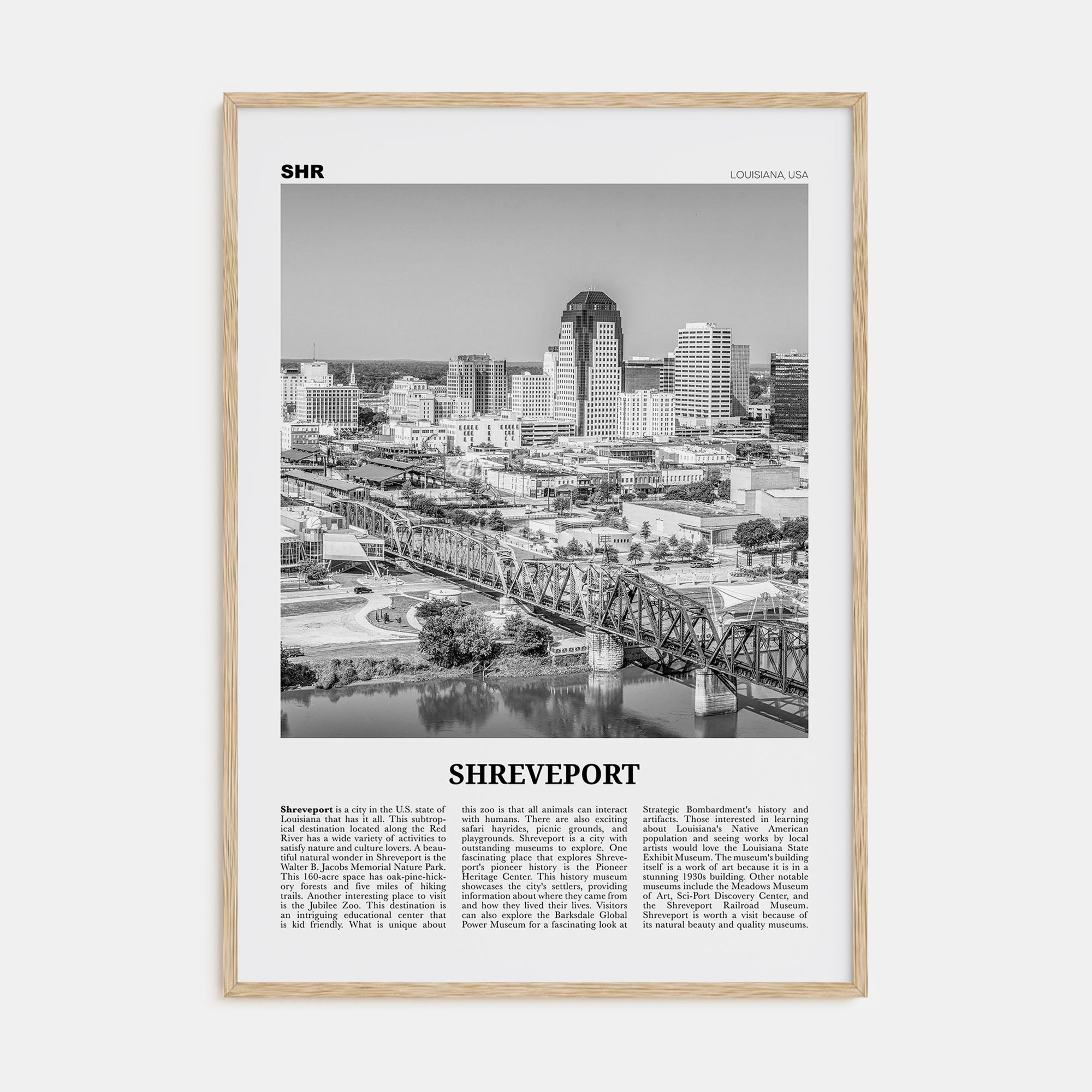 Shreveport Travel B&W Poster