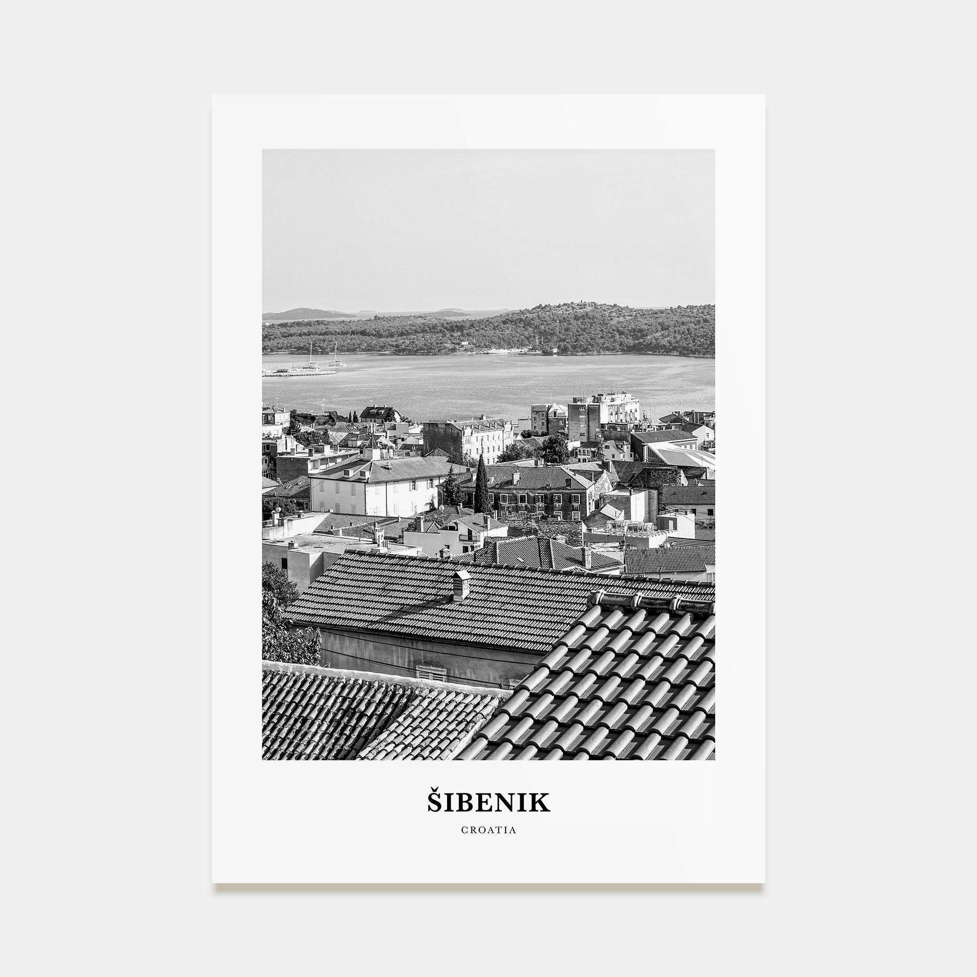 Šibenik Portrait B&W Poster