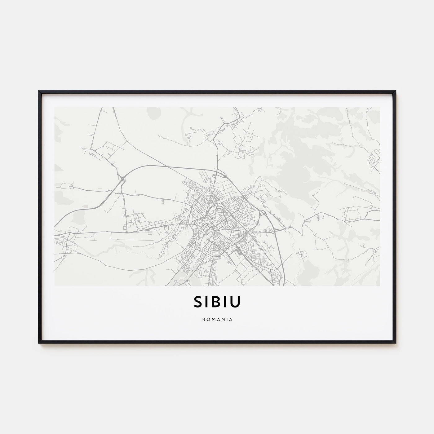 Sibiu Map Landscape Poster
