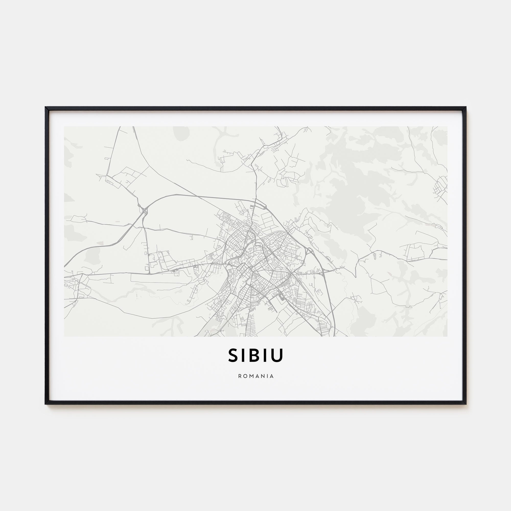 Sibiu Map Landscape Poster