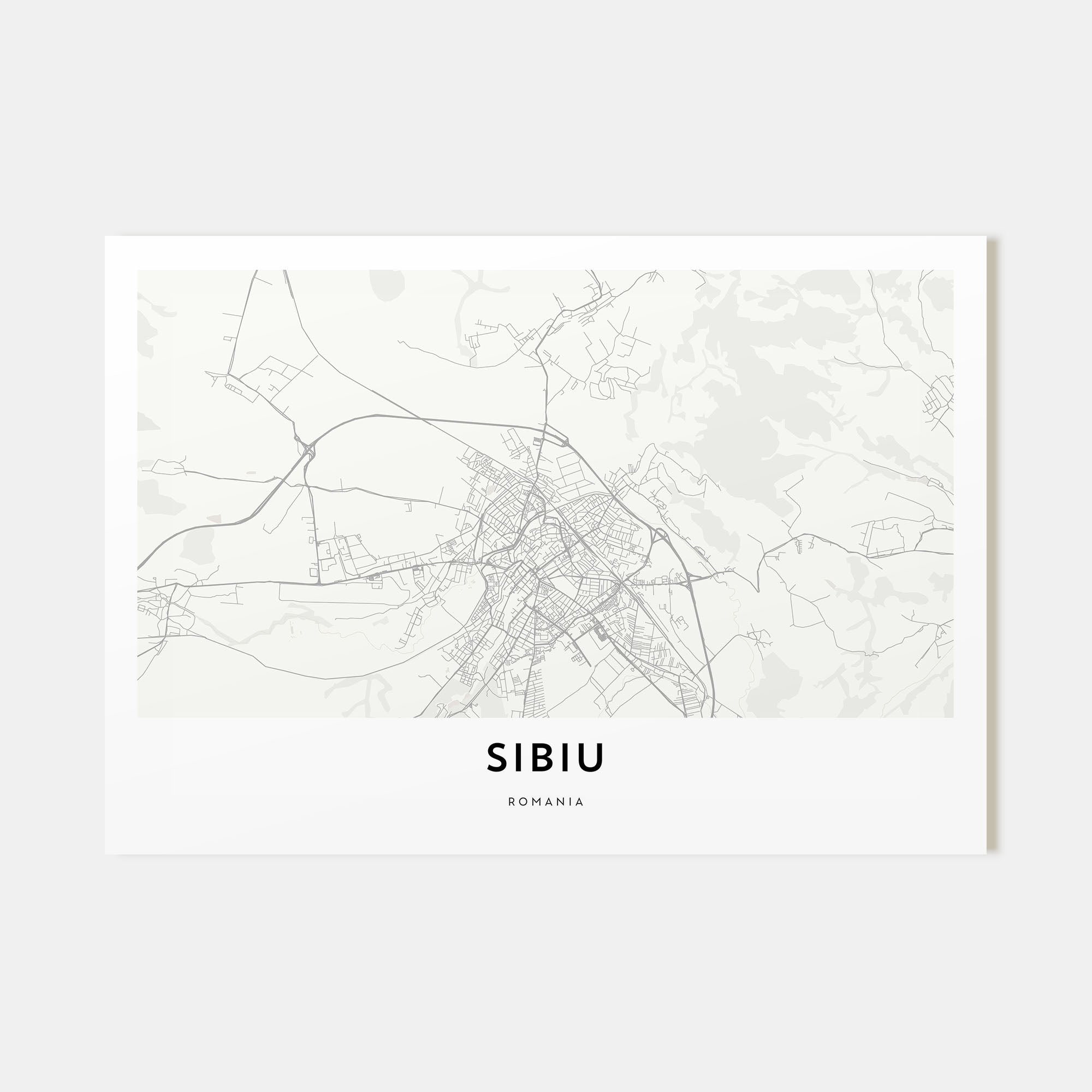 Sibiu Map Landscape Poster