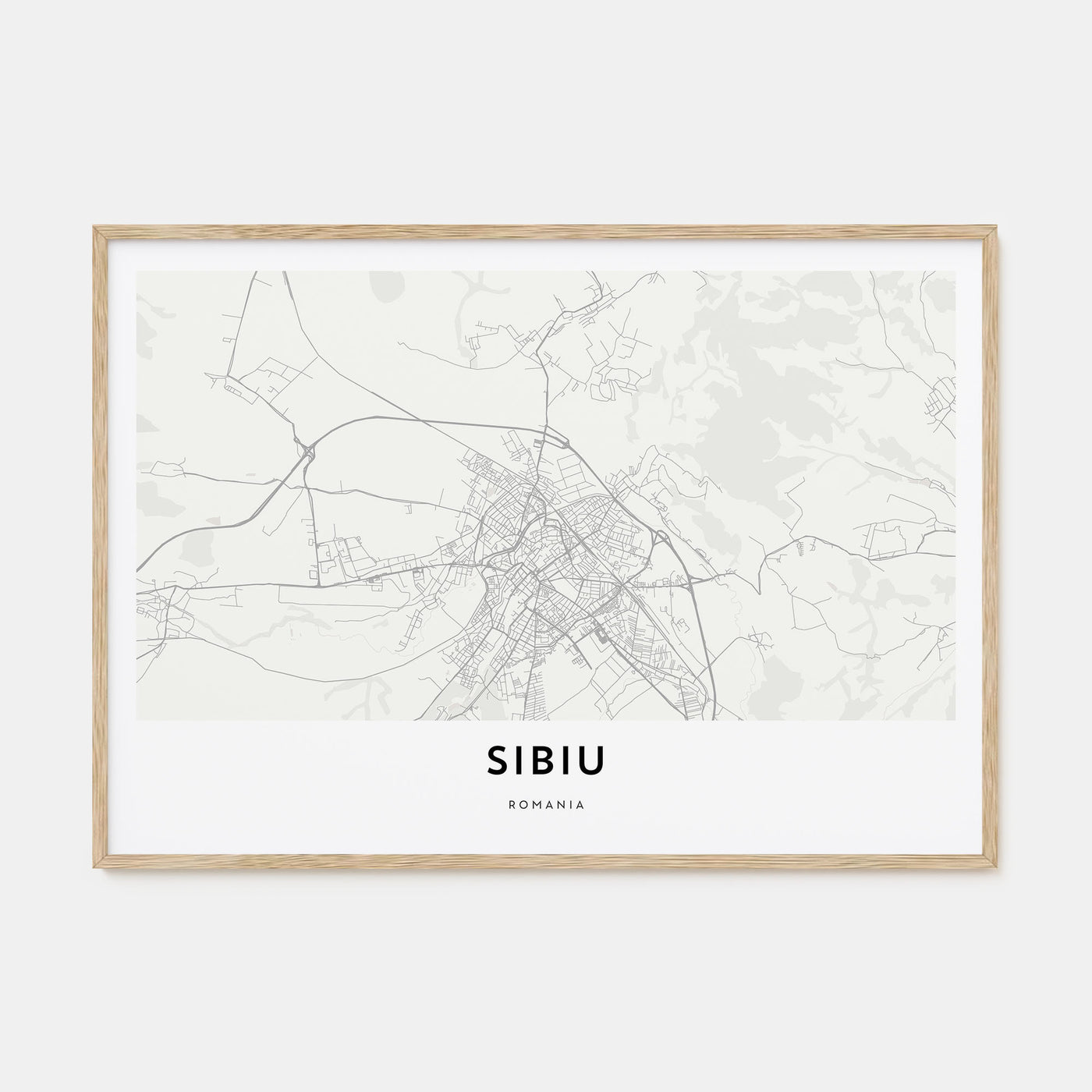 Sibiu Map Landscape Poster