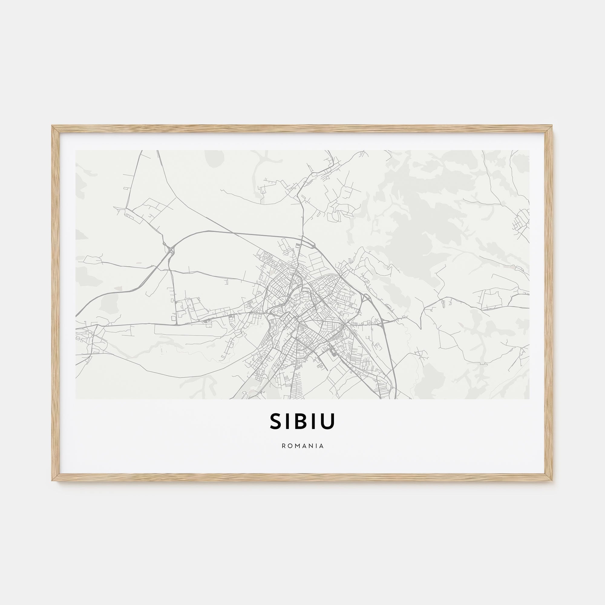 Sibiu Map Landscape Poster