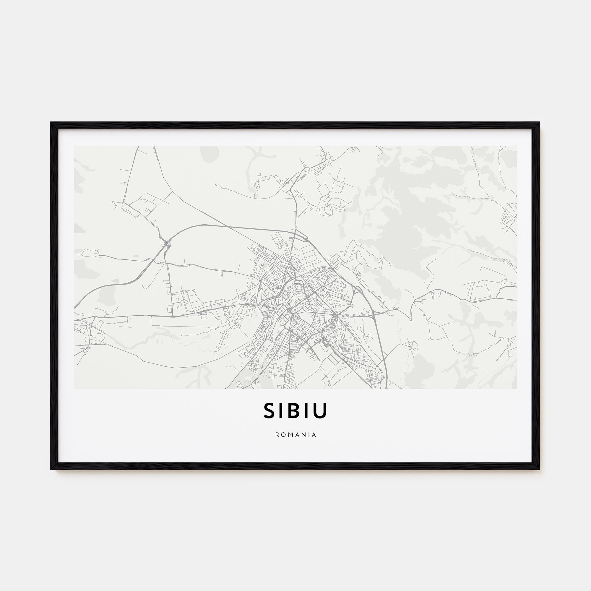 Sibiu Map Landscape Poster