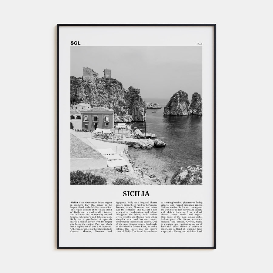 Sicilia Travel B&W Poster