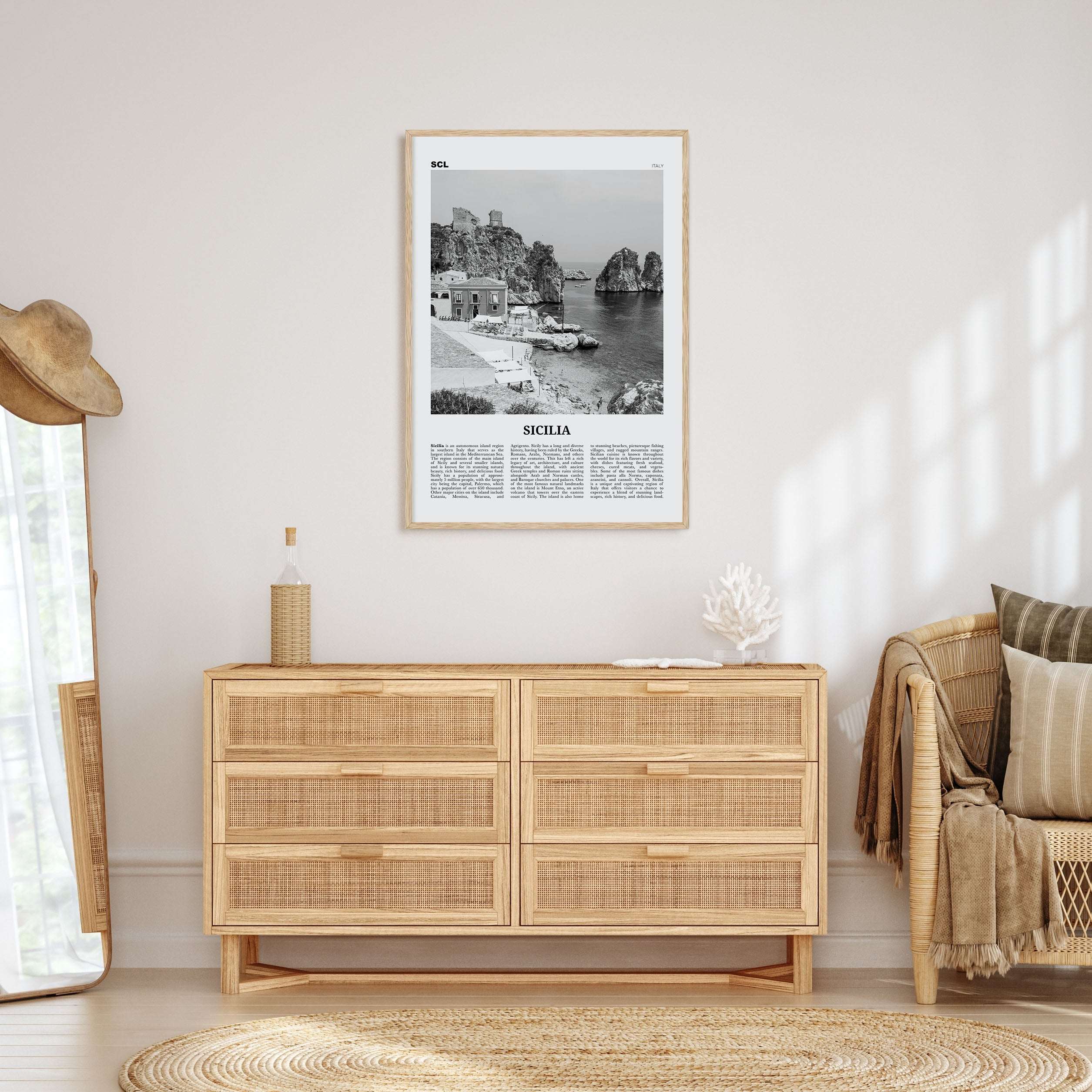 Sicilia Travel B&W Poster