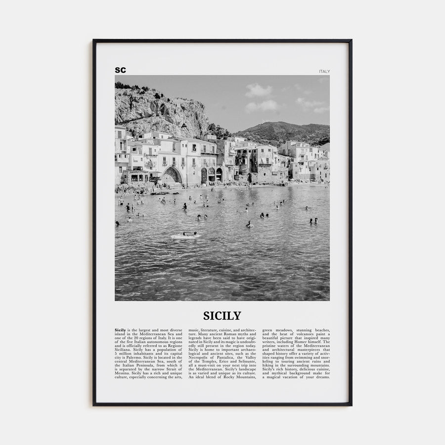 Sicily Travel B&W No 1 Poster