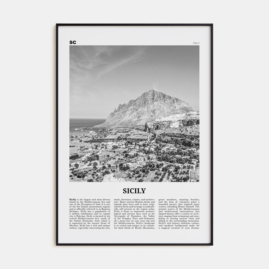 Sicily Travel B&W No 2 Poster