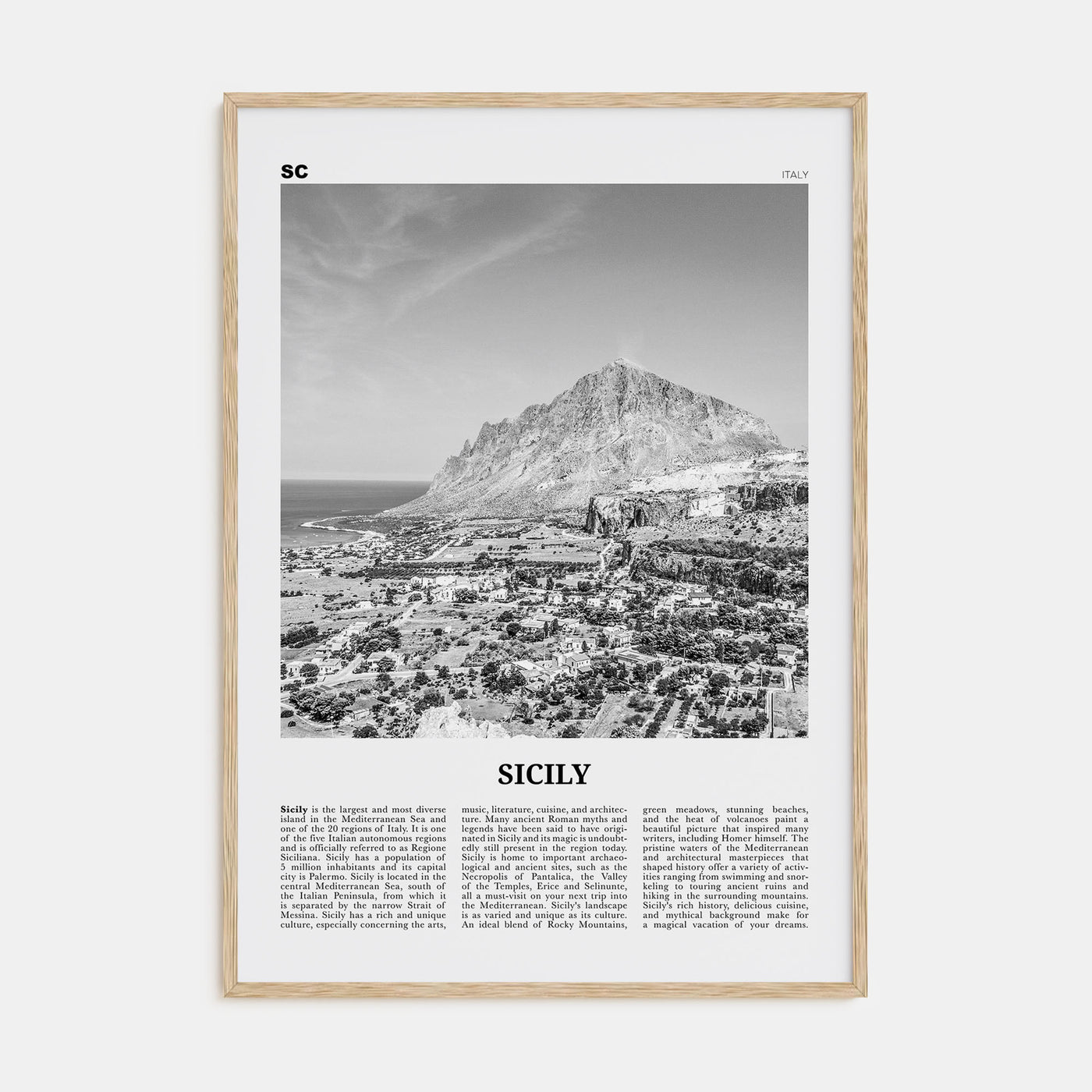 Sicily Travel B&W No 2 Poster