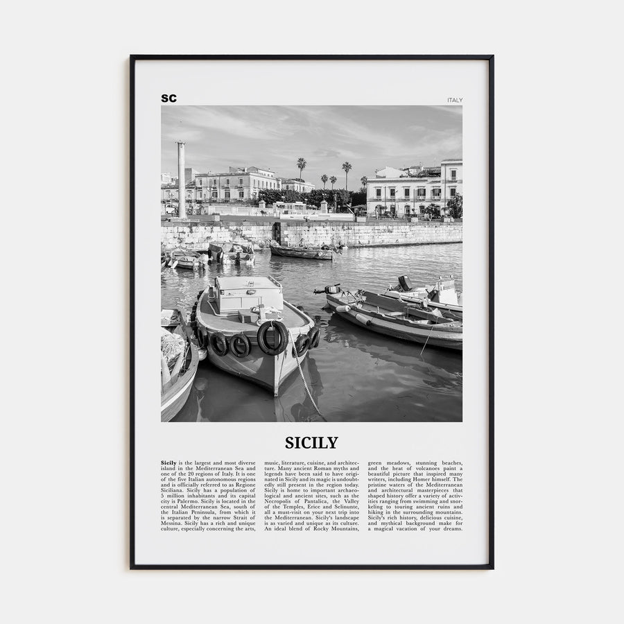 Sicily Travel B&W No 3 Poster