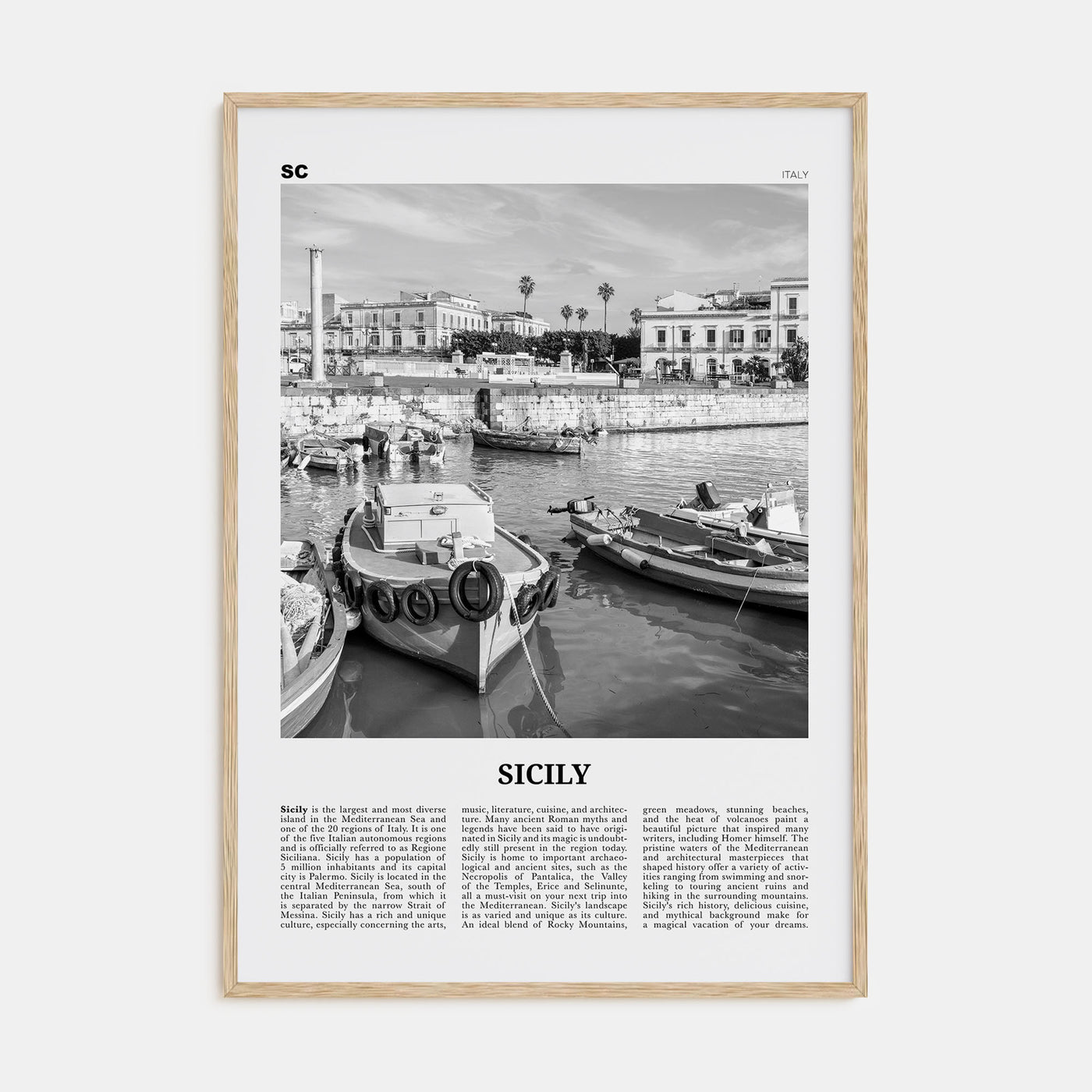 Sicily Travel B&W No 3 Poster