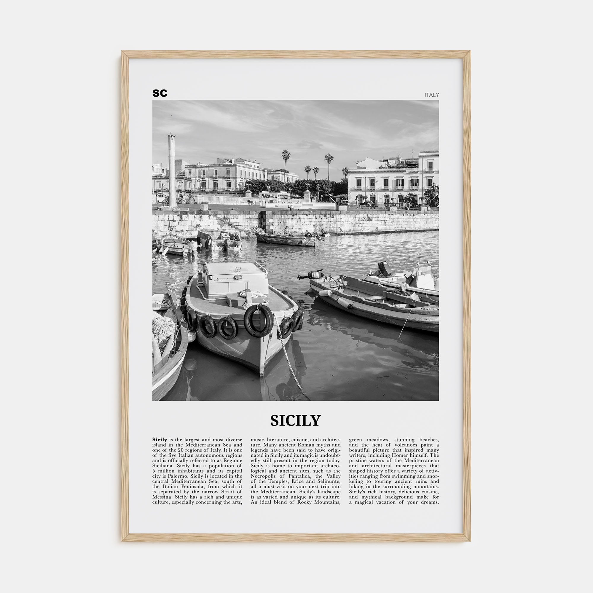 Sicily Travel B&W No 3 Poster