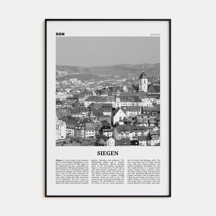 Siegen Travel B&W Poster