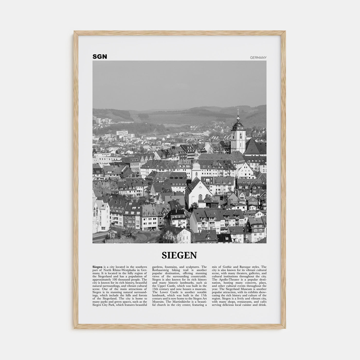 Siegen Travel B&W Poster
