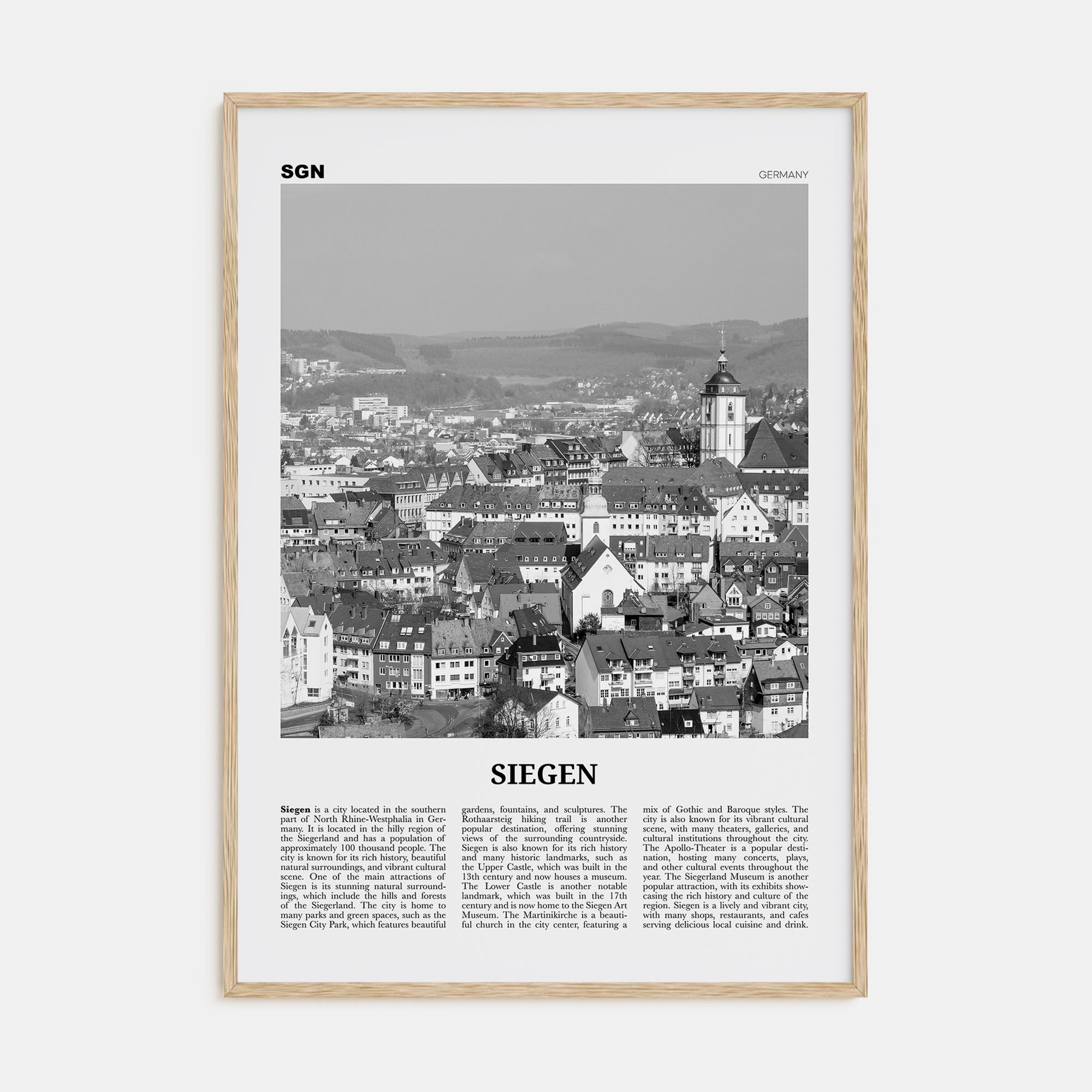 Siegen Travel B&W Poster
