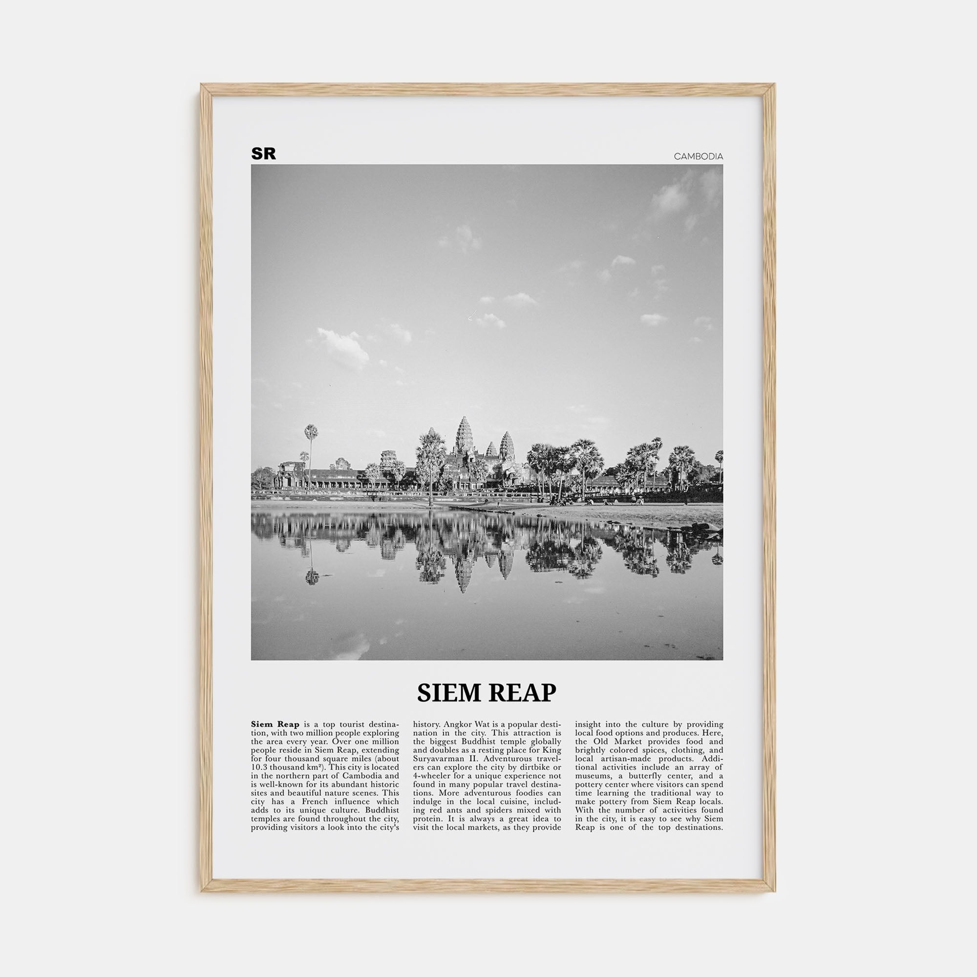 Siem Reap Travel B&W Poster