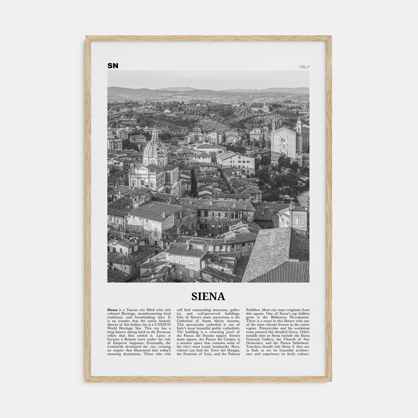 Siena Travel B&W Poster